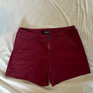 American Eagle Midi Shorts Size 8 Burgundy